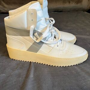 Fear of God White and Gray High-Top Sneakers